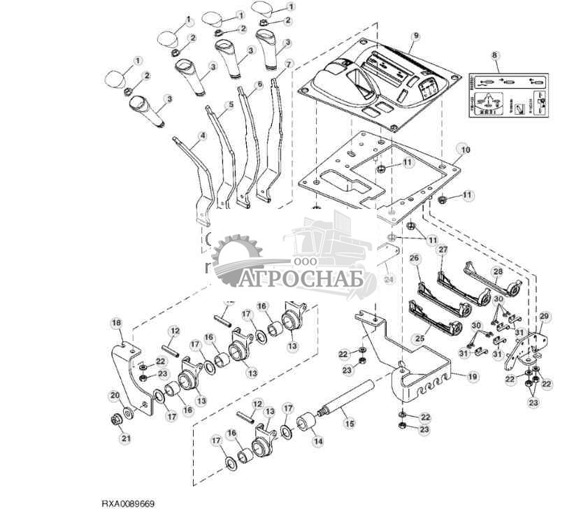 Рычаги селективного управления и рычажный механизм (4 SCV) 
